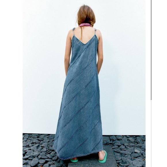 Zara Trf denim Slip Dress USA Small - Picture 4 of 8